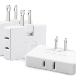 3 Pack AC Flat Wall Outlet Extender Flat Plug Adapter Outlet, Fold-Able 3 Way Wall Adapter Mani Plug for Home and Travel (White)