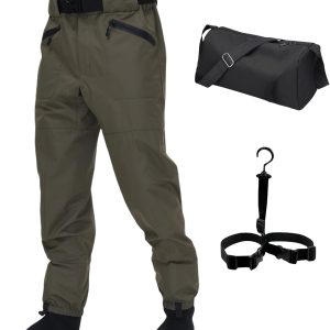 Fishing Waders for Men and Women,Wading Pants with Neoprene Stocking Foot,Fishing Waist Waders Pants with Pockets