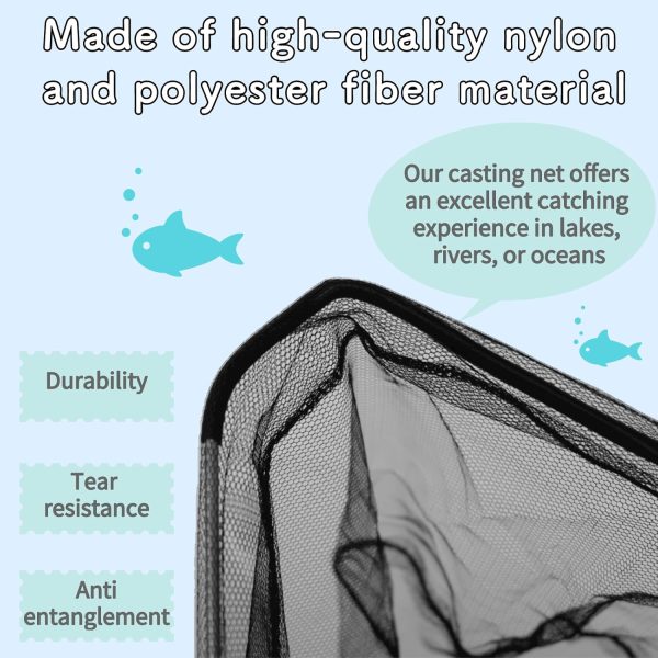 Folding Kayak Fishing Net with Aluminum Alloy Frame Rubber-Coated Nylon Net for Small Fishing Net Fishing Landing Net for Non-Slip Gloves Storage Bag - Image 3